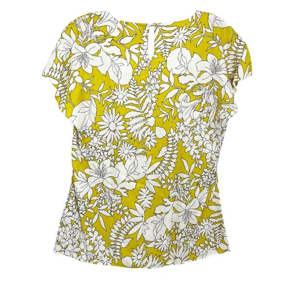 Boden Ravello Yellow & White Floral Short Sleeve Blouse Silk - Size US 6 - Picture 2 of 6